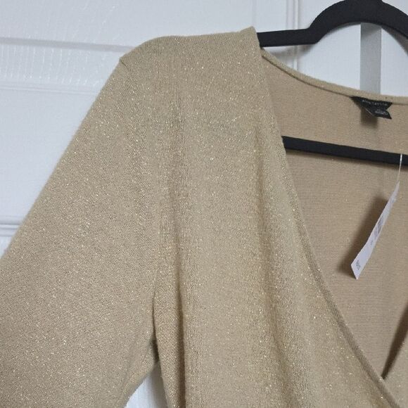 Ann Taylor Elegant Gold Wrap Top - Picture 7 of 9